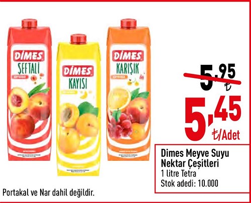 Dimes Meyve Suyu Nektar Çeşitleri 1 l image