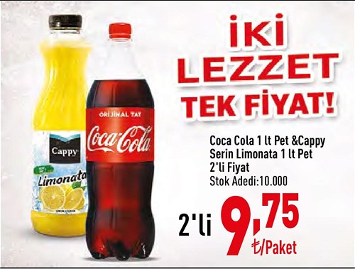 Coca Cola 1 lt Pet&Cappy Serin Limonata 1 lt Pet  image