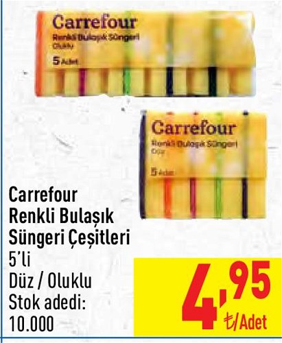 Carrefour Renkli Bulaşık Süngeri Çeşitleri 5'li image