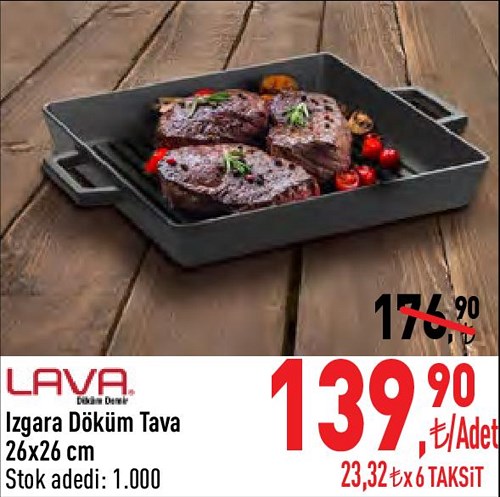 Lava Izgara Döküm Tava 26 x 26 cm image