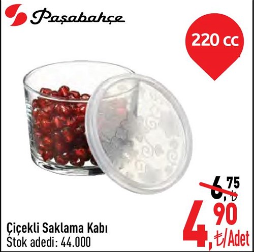 Paşabahçe Çiçekli Saklama Kabı 220 cc image