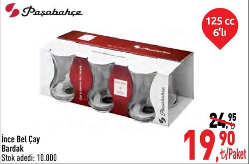 Paşabahçe İnce Bel Çay Bardak 125 cc 6'lı image