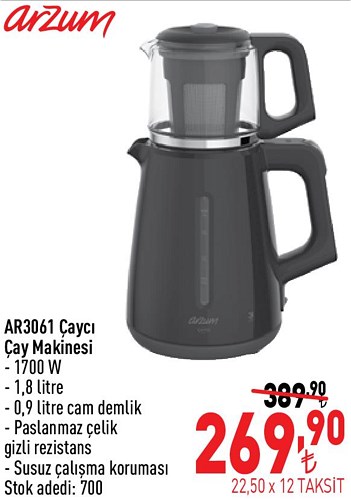 Arzum AR3061 Çaycı Çay Makinesi 1700 W image