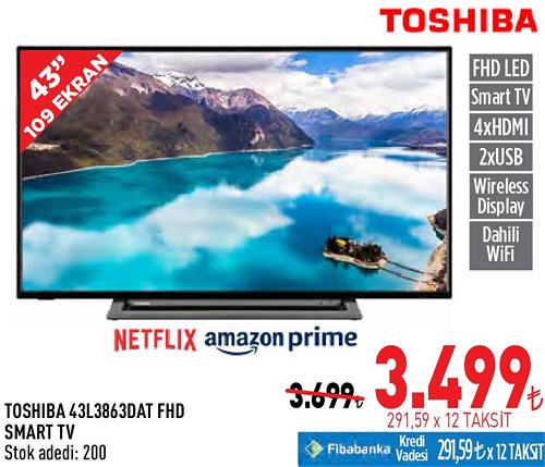 Toshiba 43L3863DAT FHD Smart Tv image