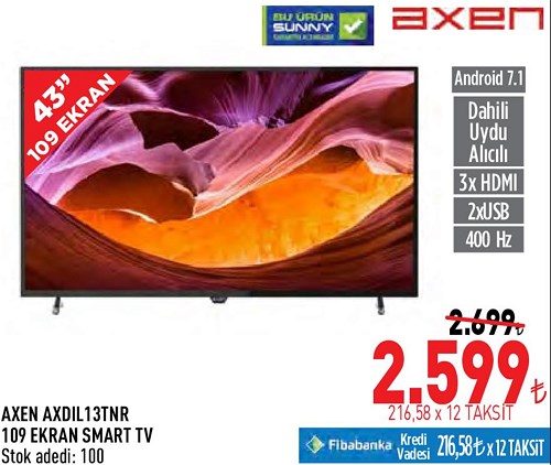 Axen AXDIL13TNR 109 Ekran Smart Tv image