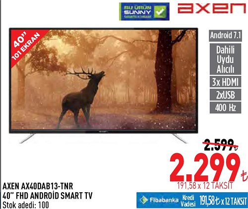 Axen AX40DAB13-TNR 40'' FHD Android Smart Tv image