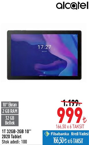 Alcatel 1T 32GB-2 GB 10" 2020 Tablet image