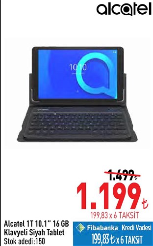 Alcatel 1T 10.1'' 16 GB Klavyeli Siyah Tablet image