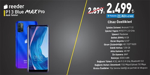 Reeder P13 Blue Max Pro Akıllı Telefon 128 GB image