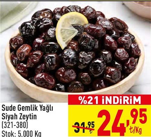 Sude Gemlik Yağlı Siyah Zeytin 321-380 Kg image