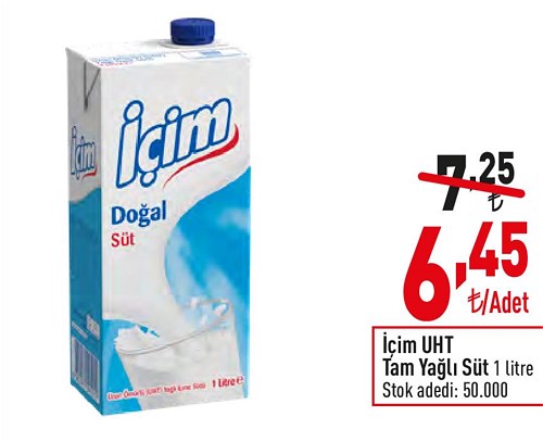 İçim UHT Tam Yağlı Süt 1 litre image