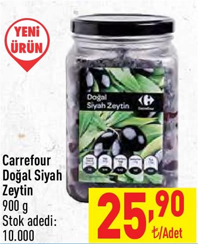 Carrefour Doğal Siyah Zeytin 900 g image