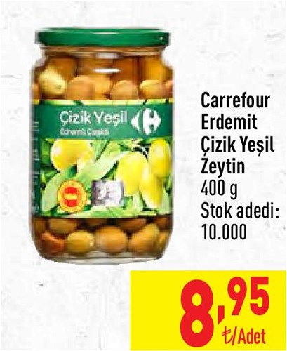 Carrefour Edremit Çizik Yeşil Zeytin 400 g image