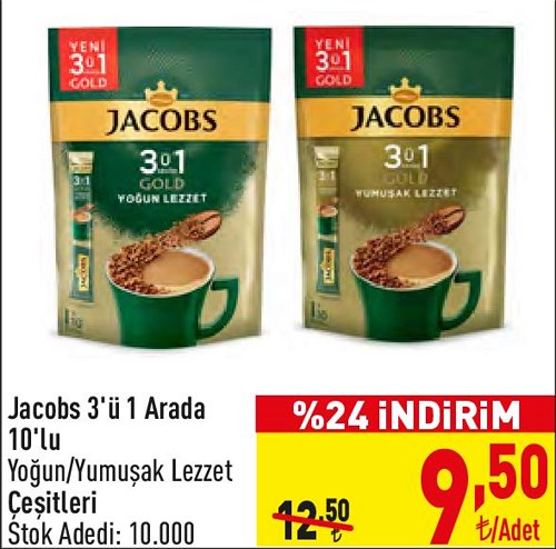 Jacobs 3'ü 1 Arada 10'lu Yoğun/Yumuşak Lezzet Çeşitleri  image