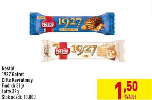 Nestle 1927 Gofret Çifte Kavrulmuş Fındıklı 31g/Latte32g image