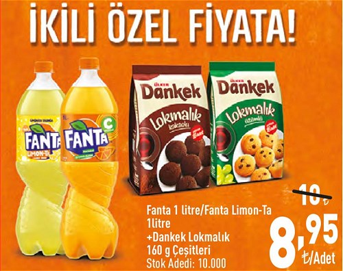 Fanta 1 litre/Fanta Limon-Ta 1 litre + Dankek Lokmalık 160 g Çeşitleri image