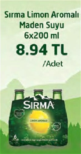 Sırma Limon Aromalı Maden Suyu 6x200 ml image