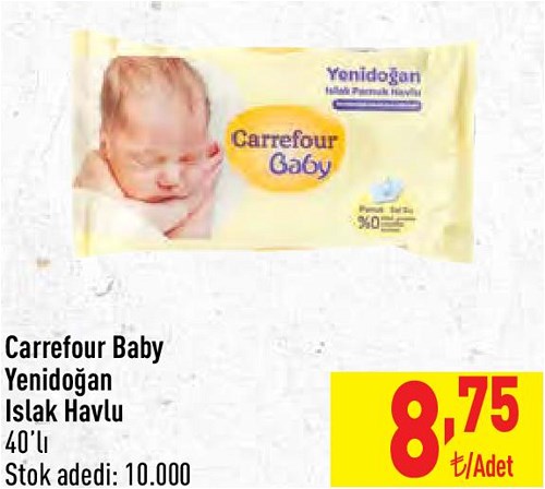 Carrefour Baby Yenidoğan Islak Havlu 40'lı image