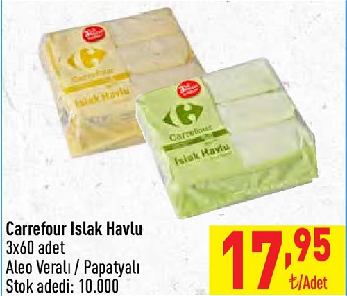 Carrefour Islak Havlu 3x60 Adet image