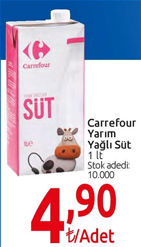 Carrefour Yarım Yağlı Süt 1 Lt image