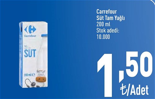 Carrefour Süt Tam Yağlı 200 Ml image