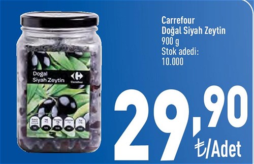 Carrefour Doğal Siyah Zeytin 900 G image