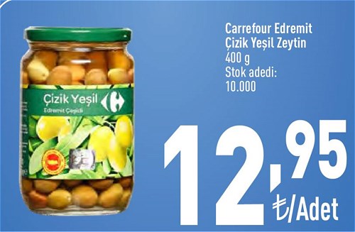 Carrefour Edremit Çizik Yeşil Zeytin 400 G image