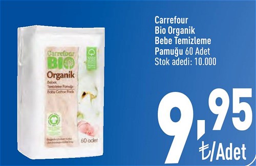 Carrefour Bio Organik Bebe Temizleme Pamuğu 60 Adet image
