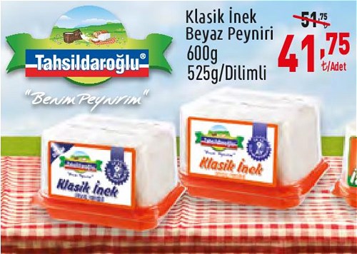 Tahsildaroğlu Klasik İnek Beyaz Peyniri 600 G/525 g Dilimli image