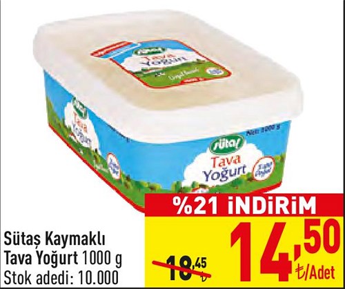 Sütaş Kaymaklı Tava Yoğurt 1000 g image