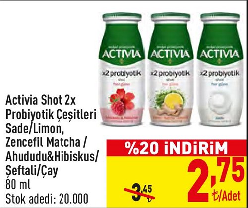 Activia Shot 2x Probiyotik Çeşitleri 80 ml image