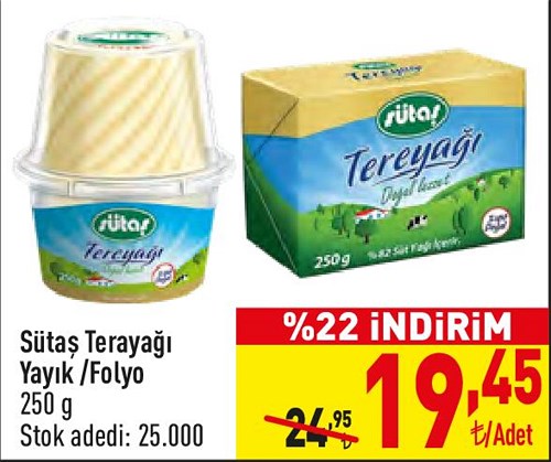 Sütaş Tereyağı Yayık/Folyo 250 g image