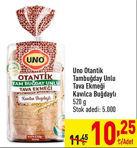 Uno Otantik Tambuğday Unlu Tava Ekmeği Kavılca Buğdaylı 520 g image