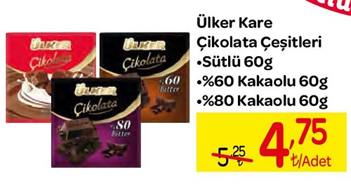 Ülker Kare Çikolata Çeşitleri 60 g image