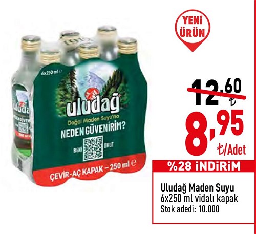 Uludağ Maden Suyu 6x250 ml Vidalı Kapak image