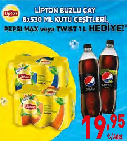 Lipton Buzlu Çay 6x330 ml Kutu Çeşitleri+Pepsi Max/Twist 1 l hediye image