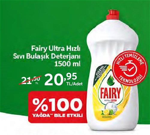 Fairy Ultra Hızlı Sıvı Bulaşık Deterjanı 1500 ml image