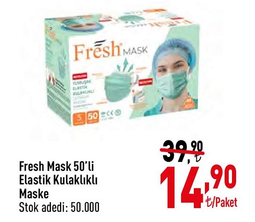 Fresh Mask 50'li Elastik Kulaklı Maske image