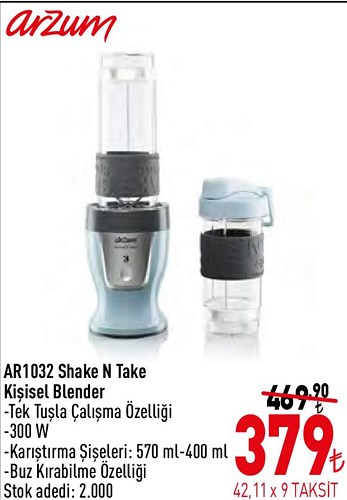 Arzum AR1032 Shake N Take Kişisel Blender 300 W image