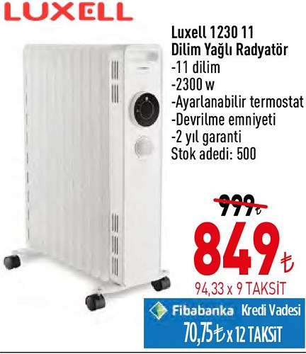 Luxell 1230 11 Dilim Yağlı Radyatör 2300 W image