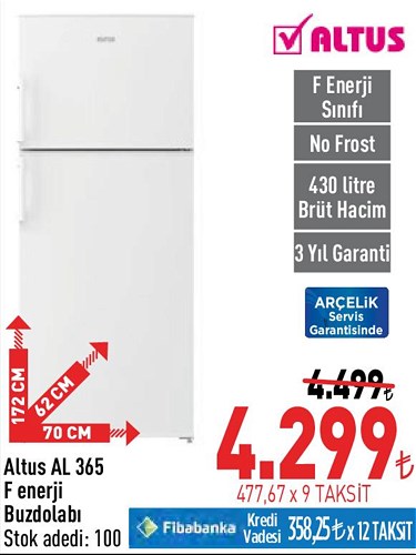 Altus AL 365 F Sınıfı Buzdolabı image