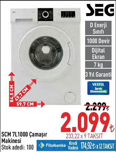 Seg SCM 7L 1000 Çamaşır Makinesi image