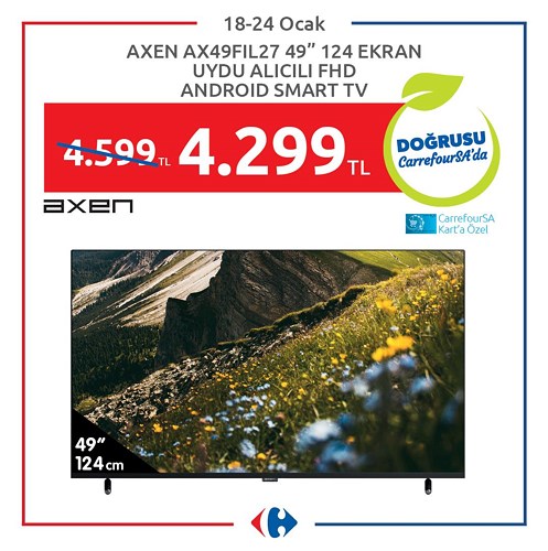 Axen AX49FIL27 49 inç 124 Ekran Uydu Alıcılı FHD Android Smart TV image