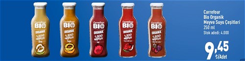 Carrefour Bio Organik Meyve Suyu Çeşitleri 250 ml image