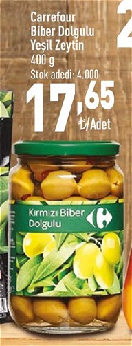 Carrefour Biber Dolgulu Yeşil Zeytin 400 g image