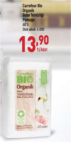 Carrefour Bio Organik Bebe Temizliği Pamuğu 60'lı image