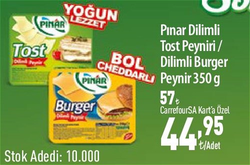 Pınar Dilimli Tost Peyniri/Dilimli Burger Peynir 350 g image