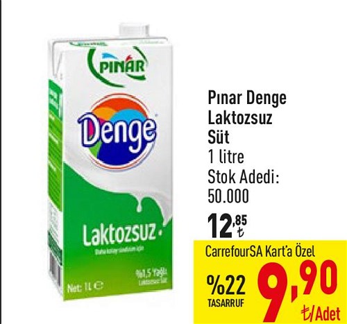 Pınar Denge Laktozsuz Süt 1 litre image