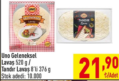 Uno Geleneksel Lavaş 520 g/Tandır Lavaş 8'li 376 g image