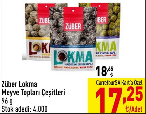 Züber Lokma Meyve Topları Çeşitleri 96 g image